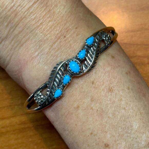 Carolyn Pollack Sterling Sleeping Beauty Turquoise Decorated Bracelet For Women - Picture 2 of 10